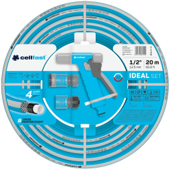 set furtun pentru gradina cellfast  ideal 1 2   20m, protectie uv, antirasucire, pistol stropire, conectori