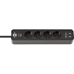 prelungitor brennenstuhl ecolor 4 prize, 2xusb, 1.5m negru