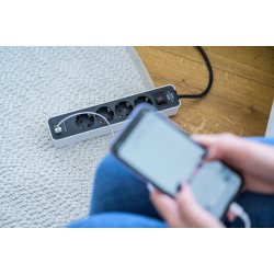 prelungitor brennenstuhl ecolor 4 prize, 2xusb, 1.5m negru alb