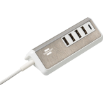 prelungitor brennenstuhl estilo 4x usb-a, 1x usb c, inox, 4.2a, argintiu-alb