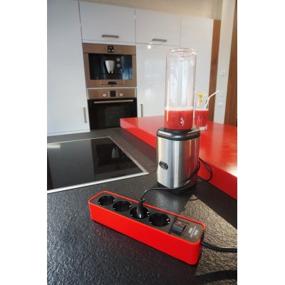 prelungitor brennenstuhl ecolor 4 prize, 1.5m h05vv-f 3g1,5 rosu negru
