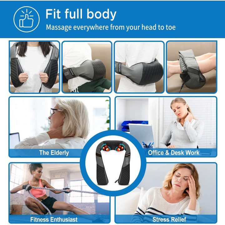 aparat de masaj umeri, renpho snm061, pentru spate, umeri, gat, picioare, masaj shiatsu 3d pentru tesuturi adanci