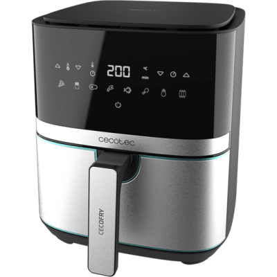 friteuza cu aer cald, fara ulei cecotec full inox 5500 pro, 1700w, 5.5l, control tactil, 8 programe presetate