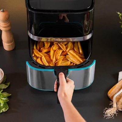 friteuza cu aer cald, fara ulei cecotec full inox 5500 pro, 1700w, 5.5l, control tactil, 8 programe presetate
