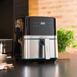 friteuza cu aer cald, fara ulei cecotec full inox 5500 pro, 1700w, 5.5l, control tactil, 8 programe presetate