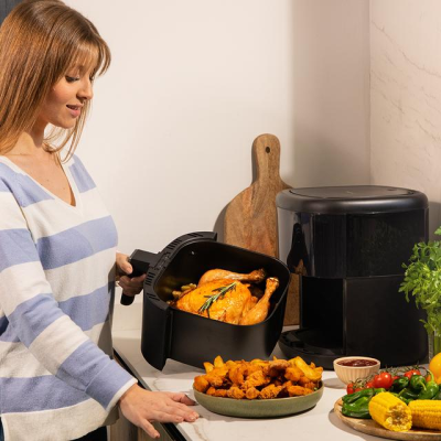 friteuza cu aer cald, fara ulei cecotec bombastik 6000, 1700w, 6l, control tactil, 12 programe presetate