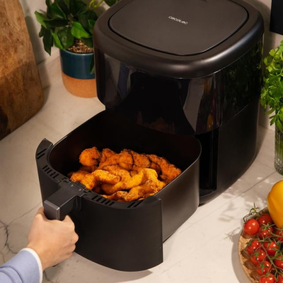 friteuza cu aer cald, fara ulei cecotec bombastik 6000, 1700w, 6l, control tactil, 12 programe presetate