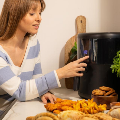 friteuza cu aer cald, fara ulei cecotec bombastik 6000, 1700w, 6l, control tactil, 12 programe presetate