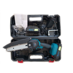 mini ferastrau cu lant electric rovo rv-mf, 6 inch, 24v, 2000mah, 2 acumulatori, 2 lanturi, chainsaw