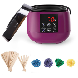 kit epilare ceara rovo tms-218 incalzitor ceara profesional cu display lcd, 500g ceara, 4 arome, set 20 spatule din lemn, contro