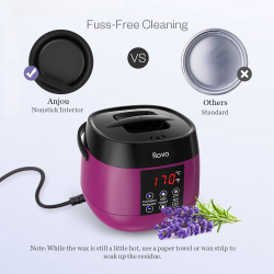 kit epilare ceara rovo tms-218 incalzitor ceara profesional cu display lcd, 500g ceara, 4 arome, set 20 spatule din lemn, contro