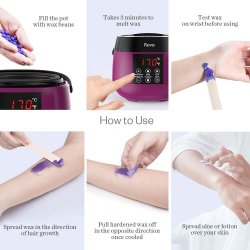 kit epilare ceara rovo tms-218 incalzitor ceara profesional cu display lcd, 500g ceara, 4 arome, set 20 spatule din lemn, contro