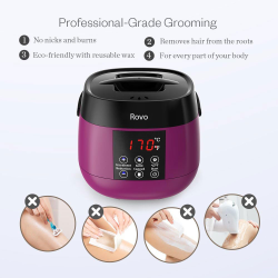 kit epilare ceara rovo tms-218 incalzitor ceara profesional cu display lcd, 500g ceara, 4 arome, set 20 spatule din lemn, contro
