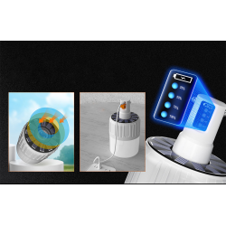 lampa led cu panou solar superfire t26-s, pentru camping, 500 lm, incarcare usb, 3 moduri