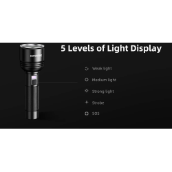 lanterna led superfire d18, 2000lm, 226m, 5200mah, incarcare usb-c, 36w