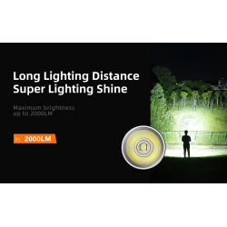 lanterna led superfire d18, 2000lm, 226m, 5200mah, incarcare usb-c, 36w