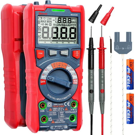 multimetru digital astroai m6kor, trms 6000, voltmetru cu testare automata ac dc, rezistenta capacitatii, temperatura diode, ncv