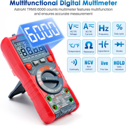multimetru digital astroai m6kor, trms 6000, voltmetru cu testare automata ac dc, rezistenta capacitatii, temperatura diode, ncv
