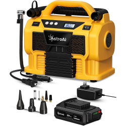 compresor portabil cu acumulator astroai 3plye, 12v dc, 160psi, digital, structura metalica, adaptoare incluse