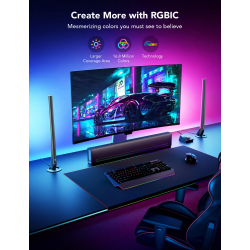 set 2 buc lampa led govee h6047 rgbic wi-fi gaming light bars with smart controller, wifi