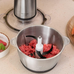 tocator cecotec chopbeat 1500 titanblack, 600w, 1.5 l, lame titan, vas inox, 2 viteze