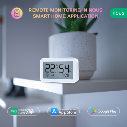 senzor smart de temperatura si umiditate nous cu afisaj e6, lcd, zigbee