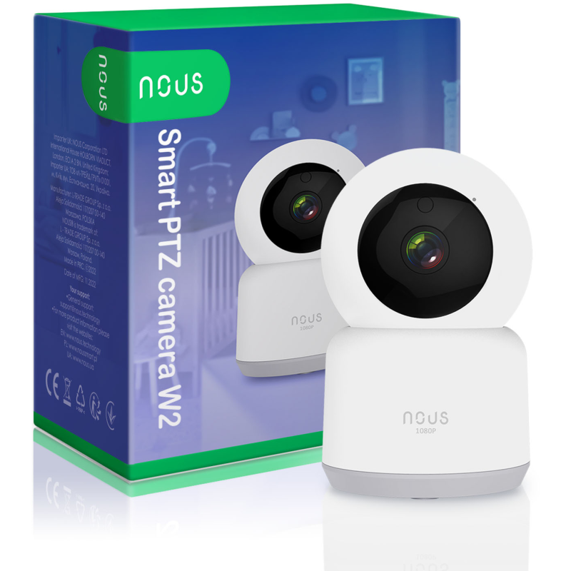 camera de supraveghere ip wifi nous w2 smart, interior, full hd, 2mp, detectare micare, night vison, rotire