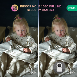 camera de supraveghere ip wifi nous w2 smart, interior, full hd, 2mp, detectare micare, night vison, rotire