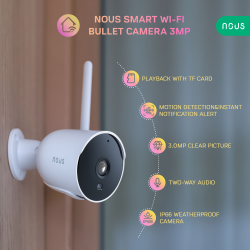 camera de supraveghere ip wifi nous w7p smart, exterior, 3mp, detectare micare, night vision