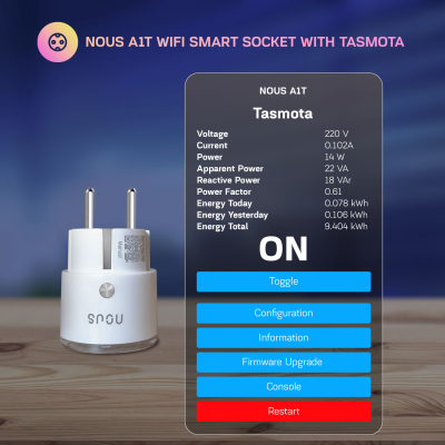 set 2 prize inteligente wifi nous a1t, 16a - tasmota