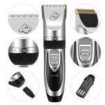 set masina profesionala de tuns caini, pisici sau alte animale, rovo t3, fara fir, titan ceramica, foarfece incluse