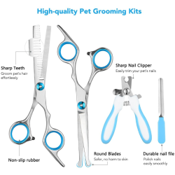 set masina profesionala de tuns caini, pisici sau alte animale, rovo t3, fara fir, titan ceramica, foarfece incluse