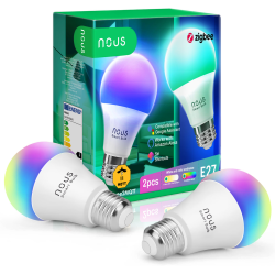 set 2 becuri led rgb smart nous p3z zigbee, e27, control din aplicatie