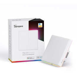 intrerupator smart sonoff t5-2c-86 wif cu full touch (2 canale), lumina led 10a 2400w