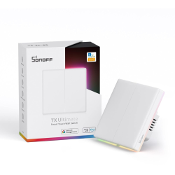 intrerupator smart sonoff t5-2c-86 wif cu full touch (2 canale), lumina led 10a 2400w