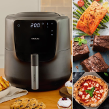 friteuza cu aer cald, fara ulei cecotec cecofry rain, pulverizator, 1550w, 5.5l, control tactil, 8 programe, pulverizare automat