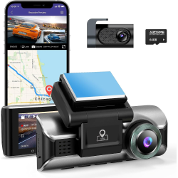 camera auto dvr azdome m550pro, dubla, 4k, wifi, gps ,5ghz, wdr, g-sensor, mod parcare, card 64gb inclus