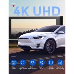 camera auto dvr azdome m550pro, dubla, 4k, wifi, gps ,5ghz, wdr, g-sensor, mod parcare, card 64gb inclus