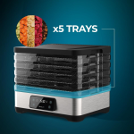 deshidrator cu 5 tavi cecotec vitadry pro, inaltime reglabila, ecran digital, timer, 35-70  c