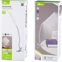 lampa led home dk-6500, cu clema de prindere, brat flexibil, alimentare usb, lumina alba, 5w