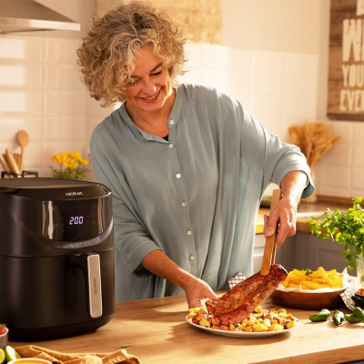 friteuza cu aer cald, fara ulei cecotec cecofry absolute 7600, 2000w, 7.6l, control tactil, 8 programe presetate