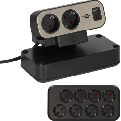 prelungitor pentru birou brennenstuhl estilo duplex desktop, 10 prize, 1 usb, 1 usb-c 30w, 2m
