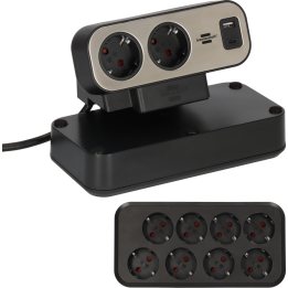 prelungitor pentru birou brennenstuhl estilo duplex desktop, 10 prize, 1 usb, 1 usb-c 30w, 2m