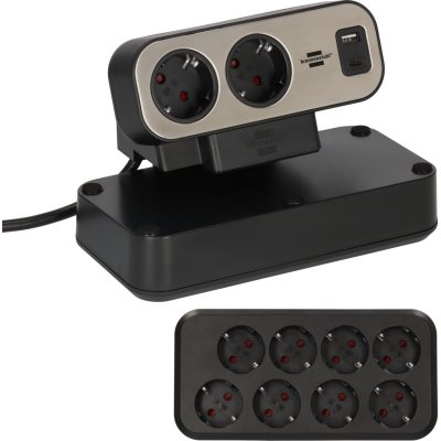 prelungitor pentru birou brennenstuhl estilo duplex desktop, 10 prize, 1 usb, 1 usb-c 30w, 2m