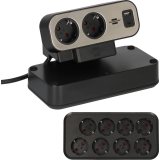 prelungitor pentru birou brennenstuhl estilo duplex desktop, 10 prize, 1 usb, 1 usb-c 30w, 2m