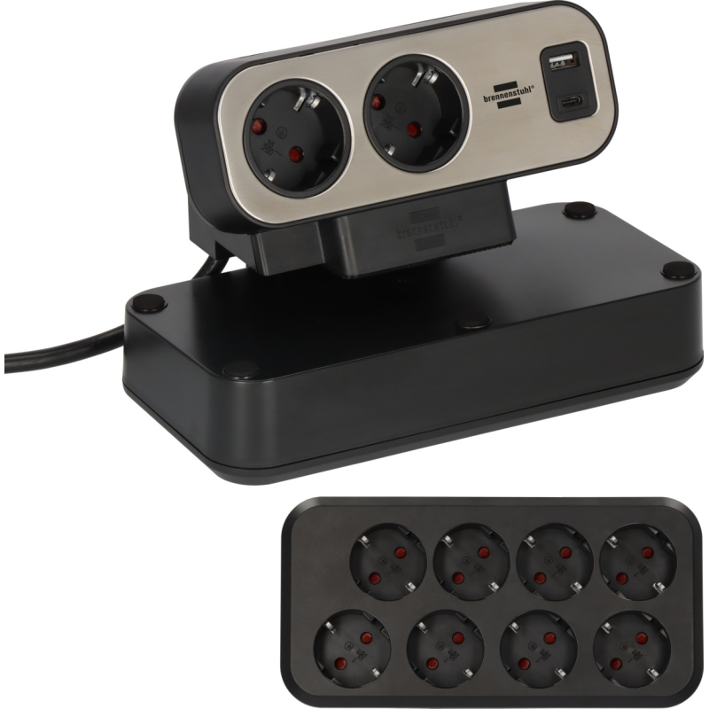 prelungitor pentru birou brennenstuhl estilo duplex desktop, 10 prize, 1 usb, 1 usb-c 30w, 2m prelungitor pentru birou brennenstuhl estilo duplex desktop, 10 prize, 1 usb, 1 usb-c 30w, 2m