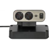 prelungitor pentru birou brennenstuhl estilo duplex desktop, 10 prize, 1 usb, 1 usb-c 30w, 2m