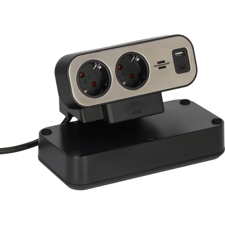 prelungitor pentru birou brennenstuhl estilo duplex desktop, 10 prize, 1 usb, 1 usb-c 30w, 2m