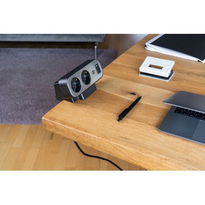 prelungitor pentru birou brennenstuhl estilo duplex desktop, 10 prize, 1 usb, 1 usb-c 30w, 2m