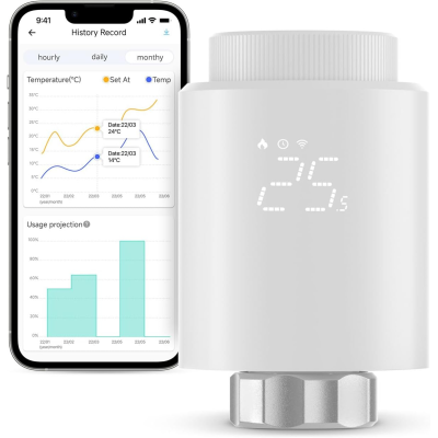 cap termostatic  inteligent sonoff trvzb, zigbee 3.0 pentru calorifer